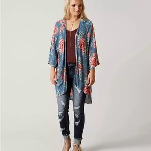 Billabong Desert Dreams Cardigan Lagoon Floral Blue Pink Size M/L